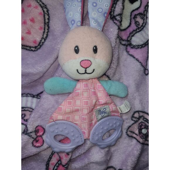 Nuby Babies R Us Carters Pastel Bunny Rabbit Baby Girls Teething Crinkle Toy - Picture 5 of 6